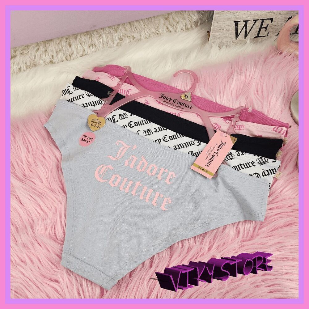 💖 NWT Juicy Couture 5 Pack Bikini Multicolor XL Panties #7228 💖